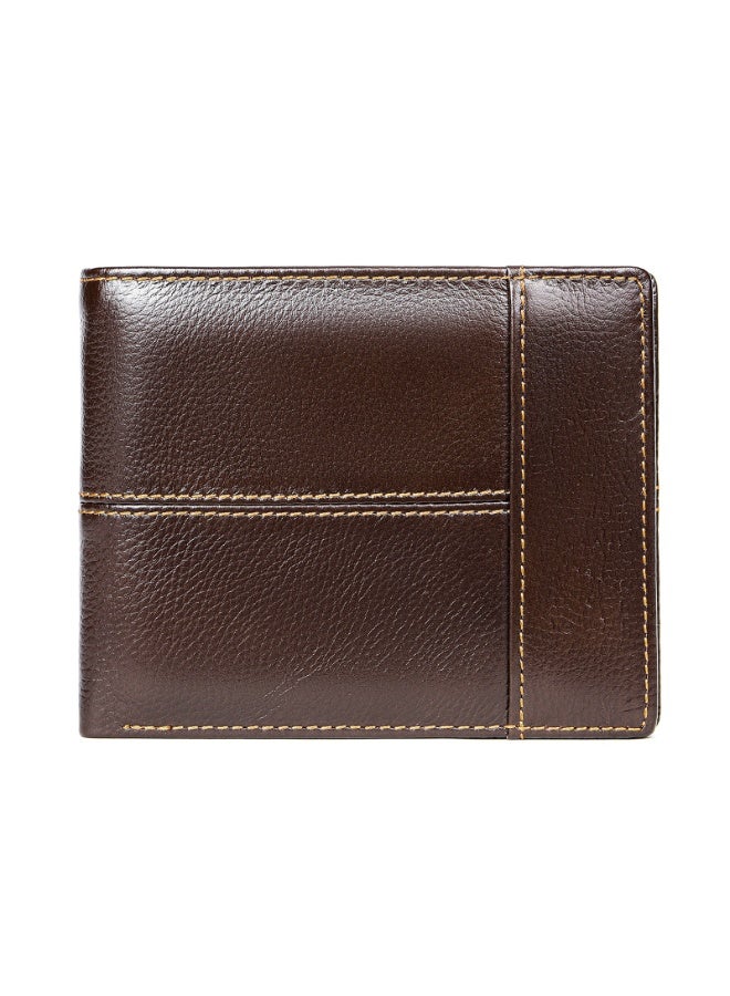 Yoze Coffee Brown Genuine Cowhide Leather Bifold Wallet with RFID Blocking,coffee brown genuine cowhide wallet,RFID blocking wallet,business casual wallet,top layer cowhide wallet - Image 1